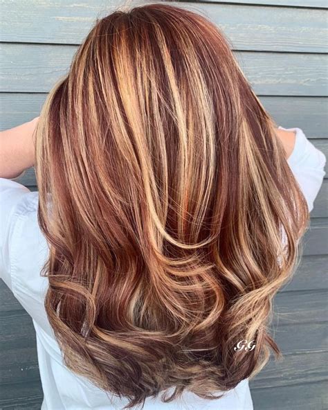 auburn with caramel highlights hair